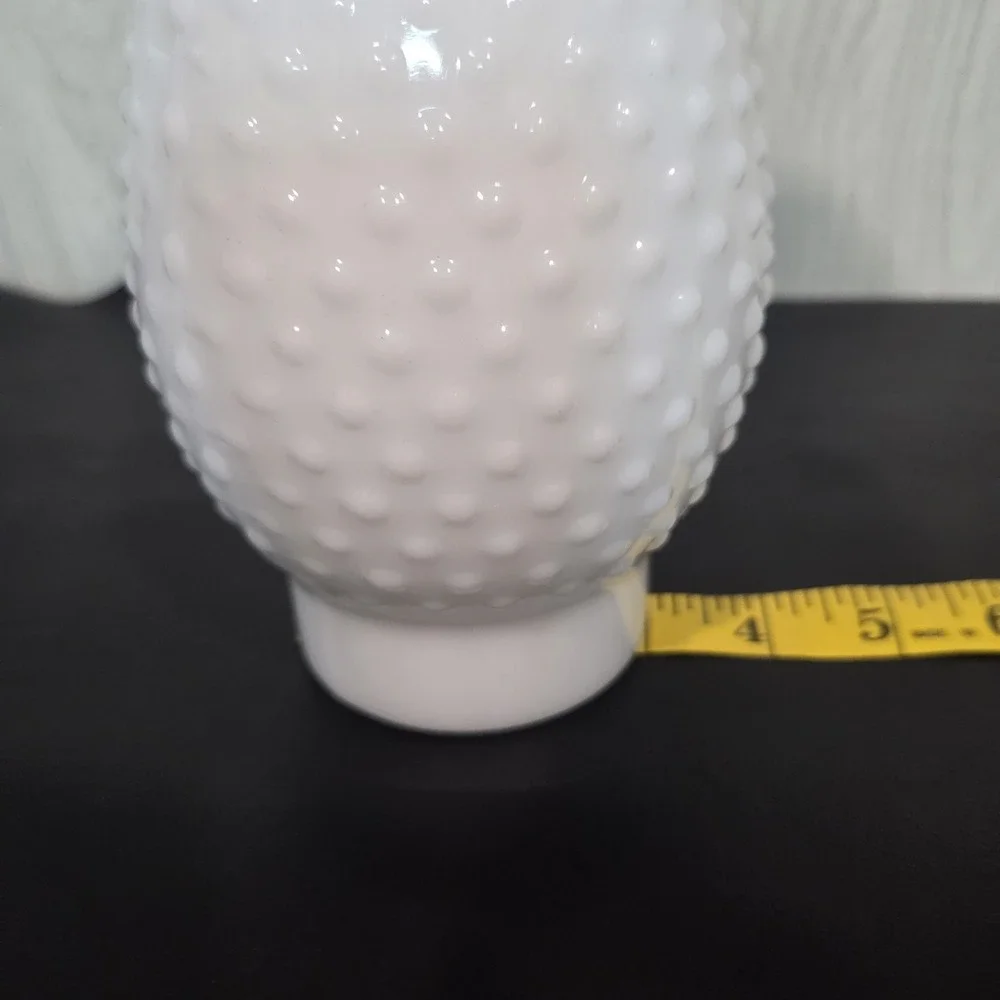 Unmarked White Milk Glass Hobnail Textured Lamp Shade with Ruffled Rim Oil Style